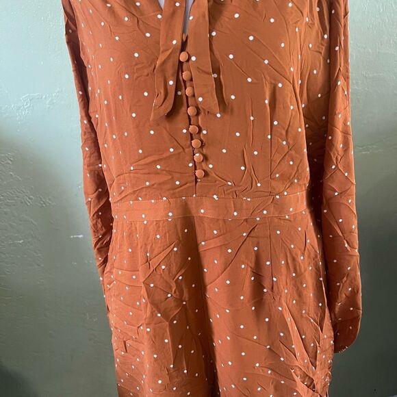 Express Terracotta Polka Dot Dress - Picture 1 of 9